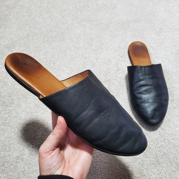 MIZ MOOZ Rachelle Leather Mule Flats Slip-On Neutral Black Women's 41EU 9.5US - Picture 1 of 10